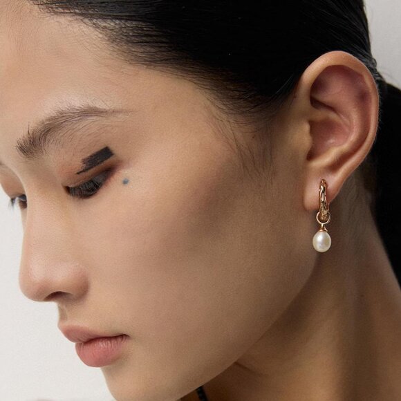 ✨ Artisan Original Convertible Pearl Charm Hoop Earrings | 2-in-1 S925 Gold - Picture 14 of 14